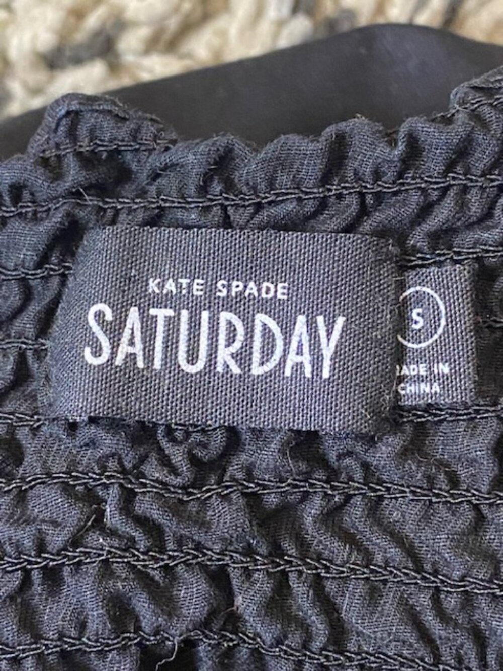 Kate Spade Saturday Black Linen/Cotton Blend Skirt Size Small Elastic, Pockets - Picture 7 of 11